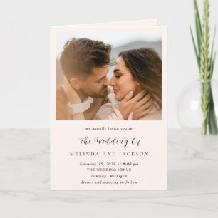 Moderne erdige neutrale Foto-Hochzeit Einladung