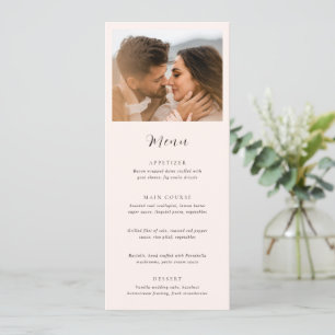 Moderne erdige neutrale Foto-Hochzeit Menükarte