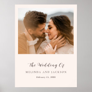 Moderne erdige neutrale Foto-Hochzeit Poster