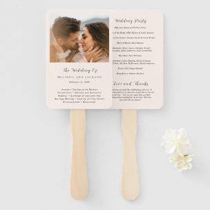 Moderne erdige neutrale Foto-Hochzeitsprogramm Fächer