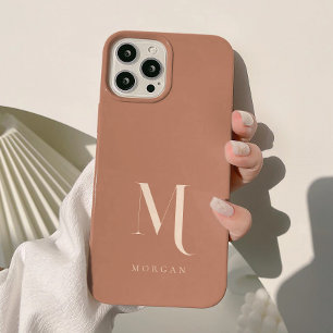 Moderne erdige Terrakotta-Einzelmonogramm Case-Mate iPhone Hülle