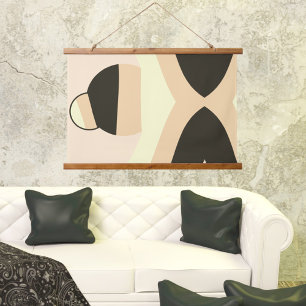 Moderne Erdkunde Waves Balls Abstrakte Kunst Wandteppich Mit Holzrahmen