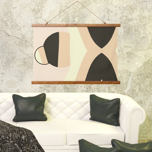 Moderne Erdkunde Waves Balls Abstrakte Kunst Wandteppich Mit Holzrahmen (Von Creator hochgeladen)