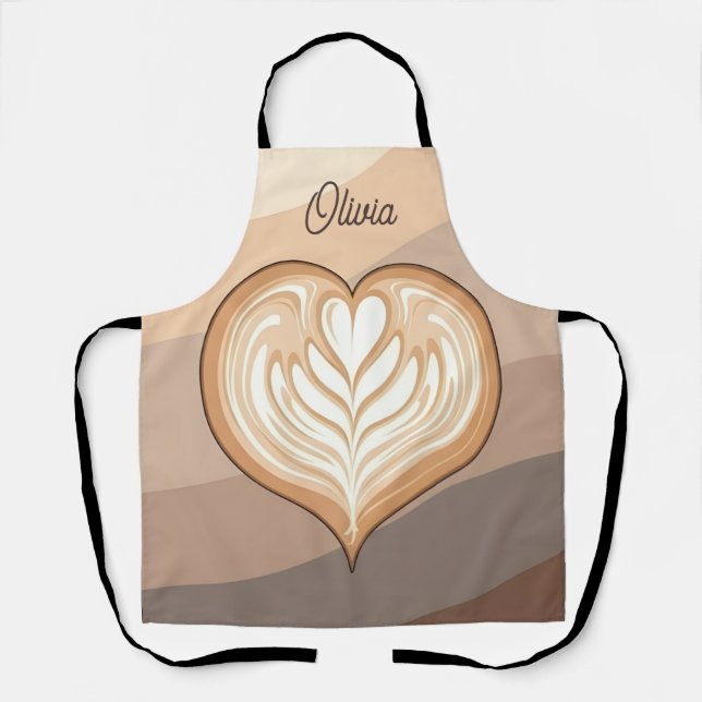 Moderne Erdtöne Latte Herz  Schürze (Vorderseite)