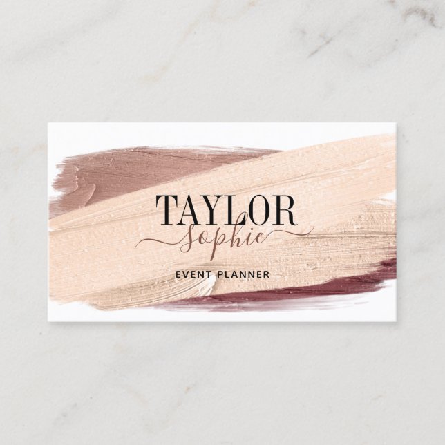 Moderne Erdtönen Pinselstriche elegant elegant Visitenkarte (Vorderseite)
