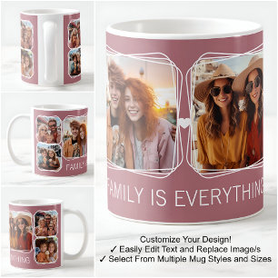 Moderne Erinnerungen 6 Foto Collage Vorlage Pink C Kaffeetasse