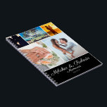 Moderne Erinnerungen Hochzeitsreise Flitterwochen  Notizblock<br><div class="desc">Dieses Hochzeitsnacht- und Flitterwochen-Erinnerungen-Foto-Notebook ist perfekt für das moderne Paar mit vielen Fotos! Wie erinnern Sie sich an die Zeremonie, den Empfang und die Flitterwochen? Die Vorderseite des Notebooks ist in 5 Abschnitte unterteilt. Sie können die Foto mit Ihren eigenen ersetzen. Das Notebook ist schwarz und die Rasterlinien, die die...</div>
