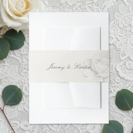 Moderne errötende Rosen-Hochzeitseinladung mit Bau Einladungsbanderole