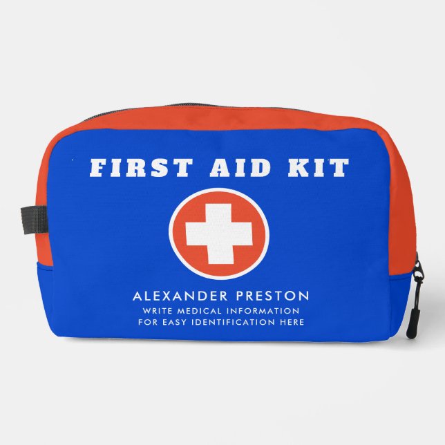 Moderne Erste Hilfe Blaues Orangenkreuz Waschbeutel (Vorderseite)