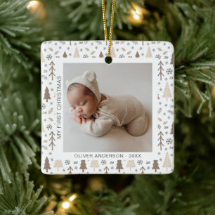 Moderne erstes Weihnachten fürs Baby Keramikornament