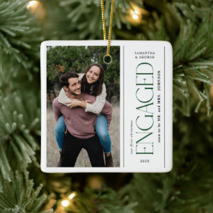 Moderne Erstes Weihnachten Verlobte Paare Foto Keramikornament
