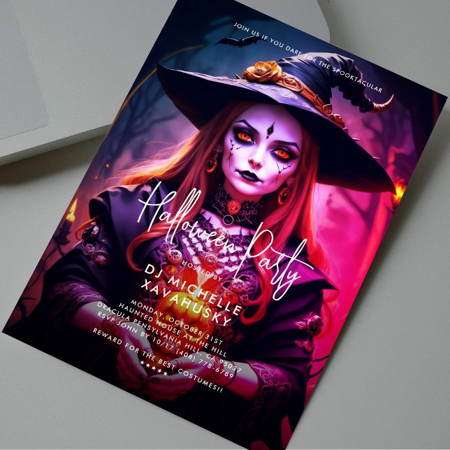 Moderne Erwachsene Halloween-Party Gothic Hexe Einladung (Modern Adult Halloween Party Gothic Witch Invitation
)