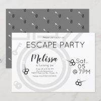 Moderne Escape Room Geburtstagsparty Graue Einladu