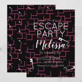 Moderne Escape Room Geburtstagsparty Maze Invasion Einladung