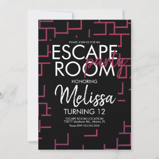 Moderne Escape Room Party Einladung