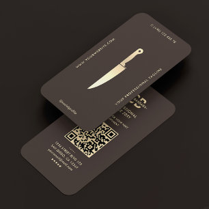Moderne Espresso-Küchen-Kochmesser-Monogramm Visitenkarte