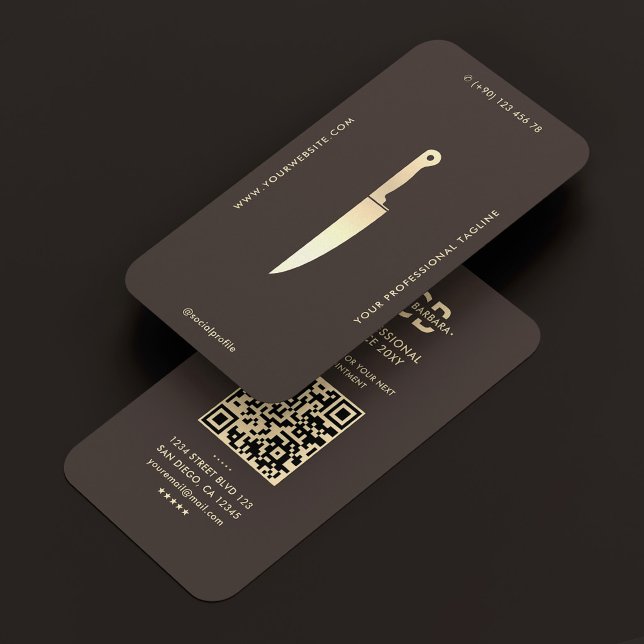 Moderne Espresso-Küchen-Kochmesser-Monogramm Visitenkarte (Modern Espresso Kitchen Chef Knife Monogram Business Card
)