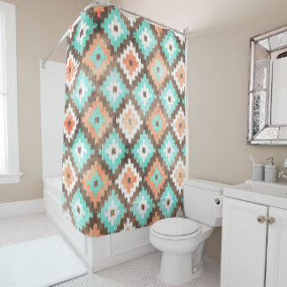Moderne ethnische Kilim Mosaik Muster Wasserfarbe Duschvorhang
