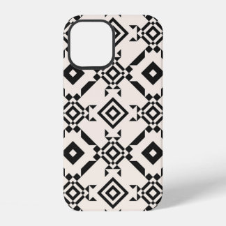 Moderne ethnische Ornamente. Vintages Schwarz-Weiß iPhone 12 Hülle