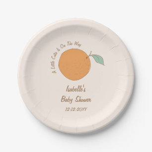 Moderne, etwas Süsse Orange Babydusche Pappteller