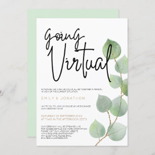 Moderne Eucalyptus-Blätter Skript Virtual Wedding Einladung