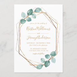 Moderne Eucalyptus Watercolor Gold Script Wedding Einladung