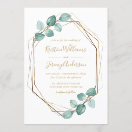 Moderne Eucalyptus Watercolor Gold Script Wedding  Einladung