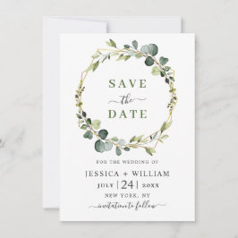 Moderne Eukalyptus-Bläserrahmen Save The Date
