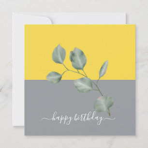 Moderne Eukalyptus-Blätter Colorblock Geburtstag Karte