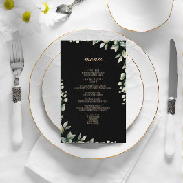 Moderne Eukalyptus-Blätter Hochzeitsmenü