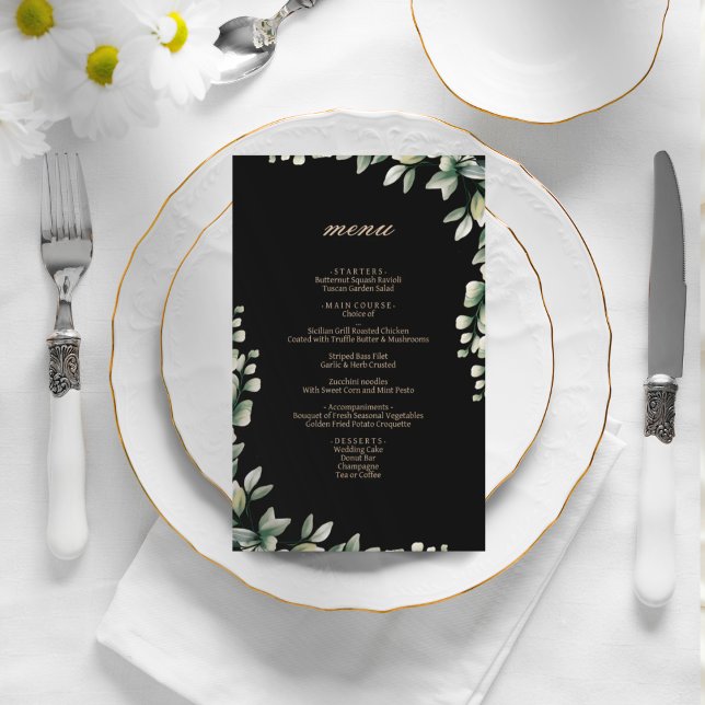 Moderne Eukalyptus-Blätter Hochzeitsmenü (Von Creator hochgeladen)