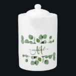 Moderne Eukalyptus-Blätter Monogramm Name Tee Part<br><div class="desc">Moderne Eukalyptus Blätter Teezeremonie auf dem Party Teezeremonie</div>