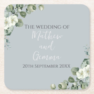 Moderne Eukalyptus-Design-Hochzeit Rechteckiger Pappuntersetzer