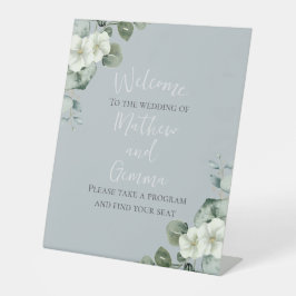 Moderne Eukalyptus-Design-Hochzeit Sockelschild