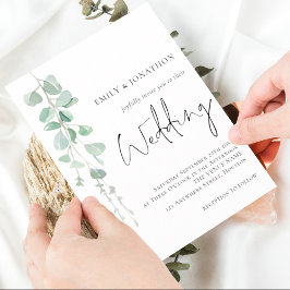 Moderne Eukalyptus Elegante Script Wedding Einladung