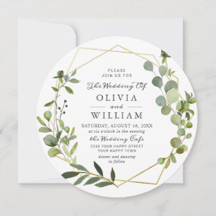 Moderne Eukalyptus Foliage Geometric Frame Wedding Einladung