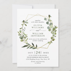 Moderne Eukalyptus Foliage Geometric Frame Wedding Einladung