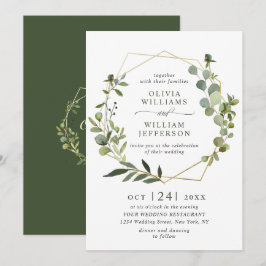 Moderne Eukalyptus Foliage Geometric Frame Wedding Einladung