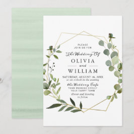 Moderne Eukalyptus Foliage Geometric Frame Wedding Einladung