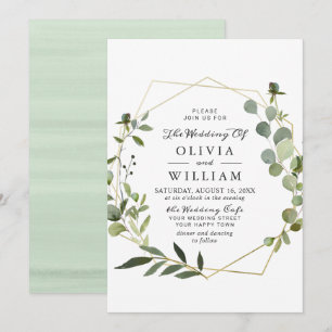 Moderne Eukalyptus Foliage Geometric Frame Wedding Einladung