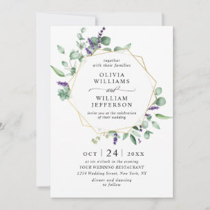 Moderne Eukalyptus Foliage Geometric Frame Wedding Einladung