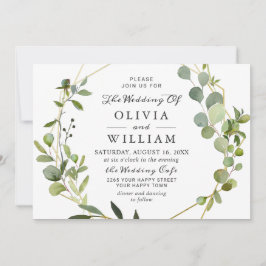 Moderne Eukalyptus Foliage Geometric Frame Wedding Einladung