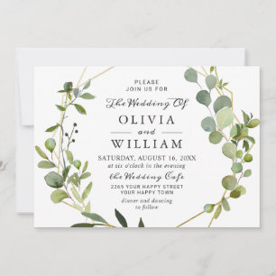 Moderne Eukalyptus Foliage Geometric Frame Wedding Einladung