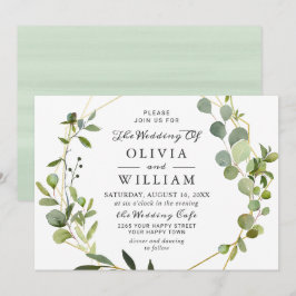 Moderne Eukalyptus Foliage Geometric Frame Wedding Einladung