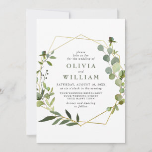 Moderne Eukalyptus Foliage Geometric Frame Wedding Einladung