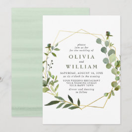 Moderne Eukalyptus Foliage Geometric Frame Wedding Einladung