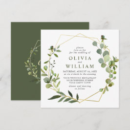 Moderne Eukalyptus Foliage Geometric Frame Wedding Einladung