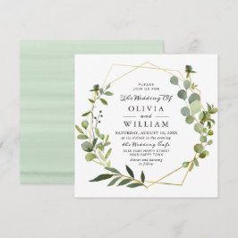 Moderne Eukalyptus Foliage Geometric Frame Wedding Einladung