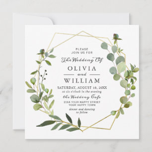 Moderne Eukalyptus Foliage Geometric Frame Wedding Einladung