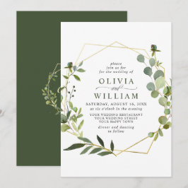 Moderne Eukalyptus Foliage Geometric Frame Wedding Einladung